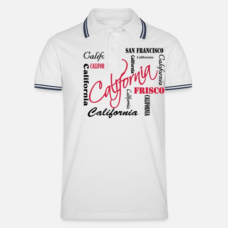 California - Männer Tipped Poloshirt - Weiß/Navy