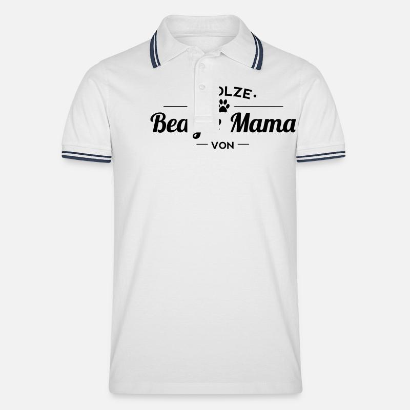 Beagle Mama Wunschname - Männer Tipped Poloshirt - Weiß/Navy