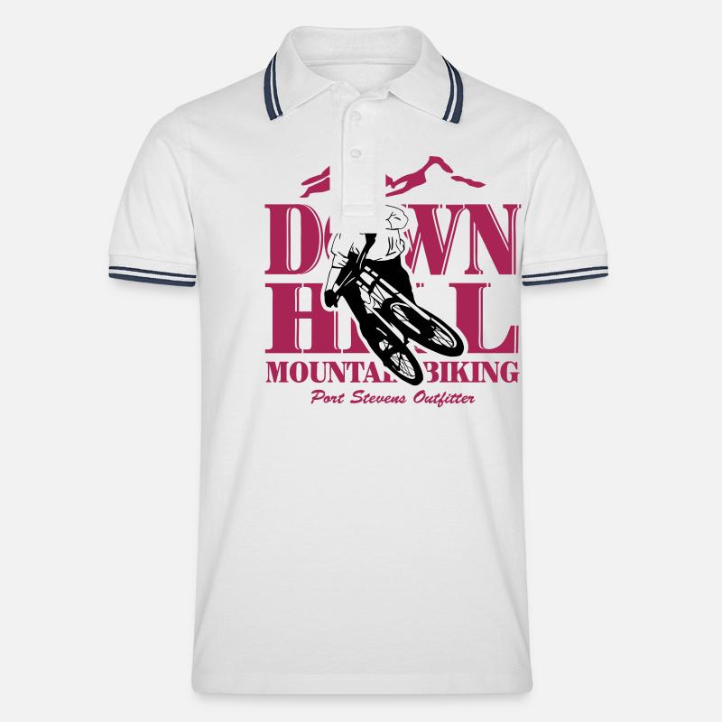 Downhill - Mountainbiking - Männer Tipped Poloshirt - Weiß/Navy