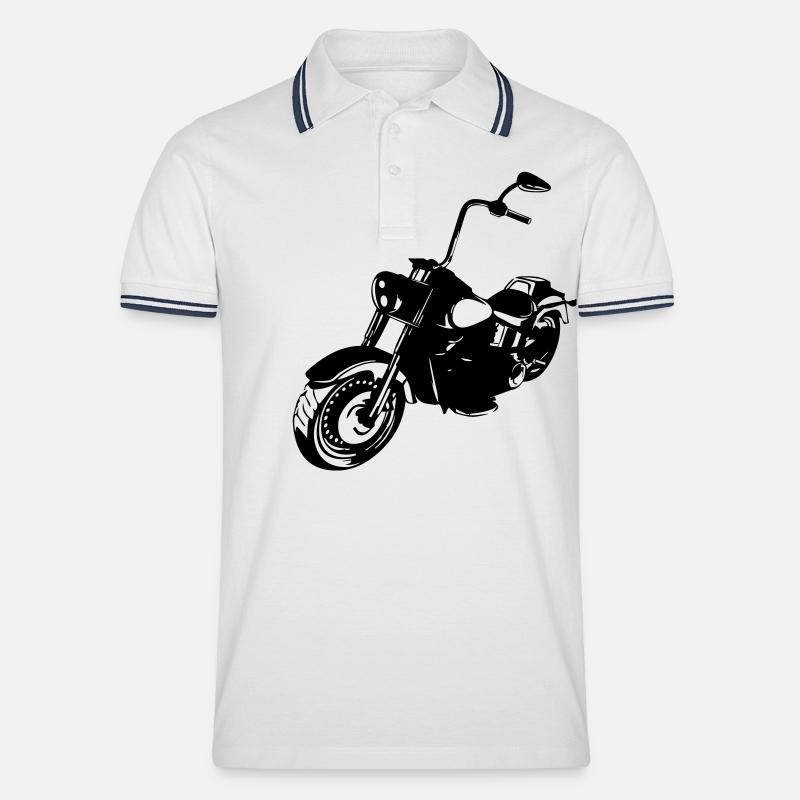 motorrad_01 - Männer Tipped Poloshirt - Weiß/Navy