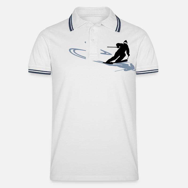 Skifahrer Spur - Männer Tipped Poloshirt - Weiß/Navy