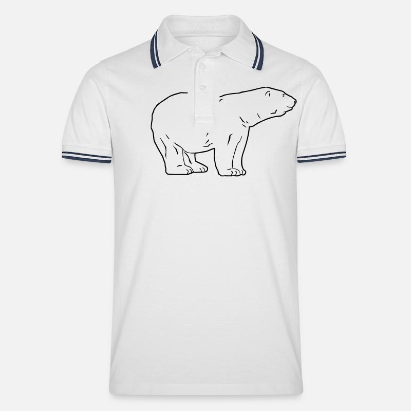 Polar Bear - Eisbär - Männer Tipped Poloshirt - Weiß/Navy