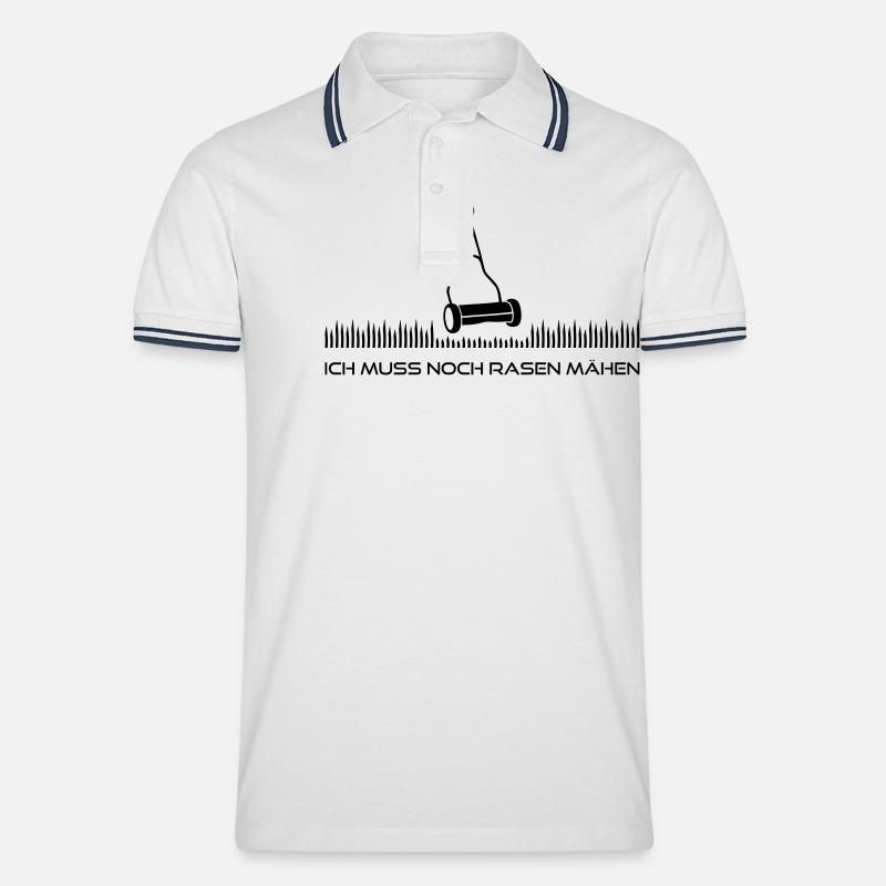 Ich muss Rasen mähen - Männer Tipped Poloshirt - Weiß/Navy