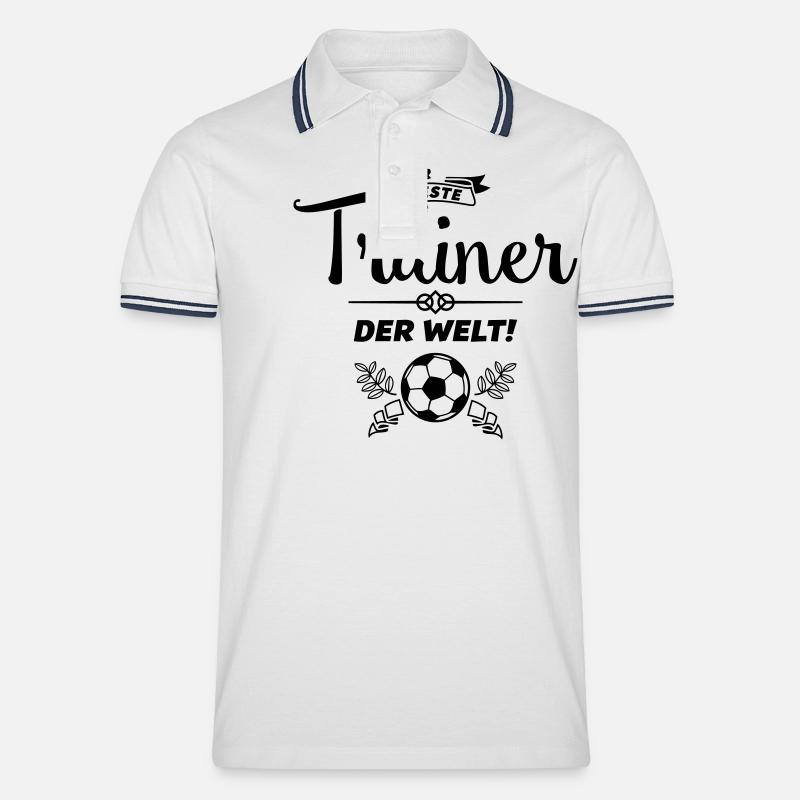 der beste trainer - Männer Tipped Poloshirt - Weiß/Navy