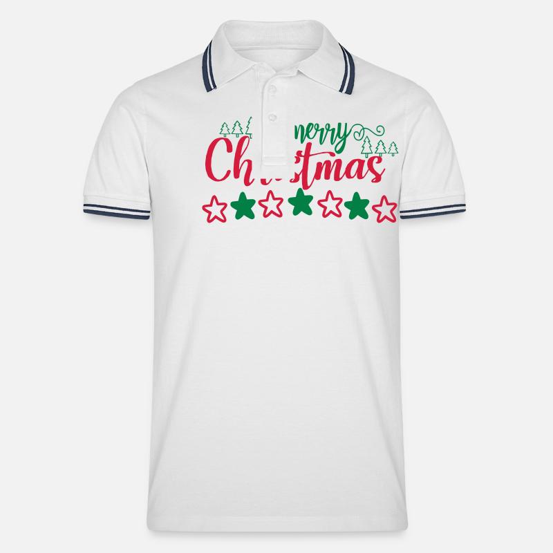 Merry Christmas - Männer Tipped Poloshirt - Weiß/Navy