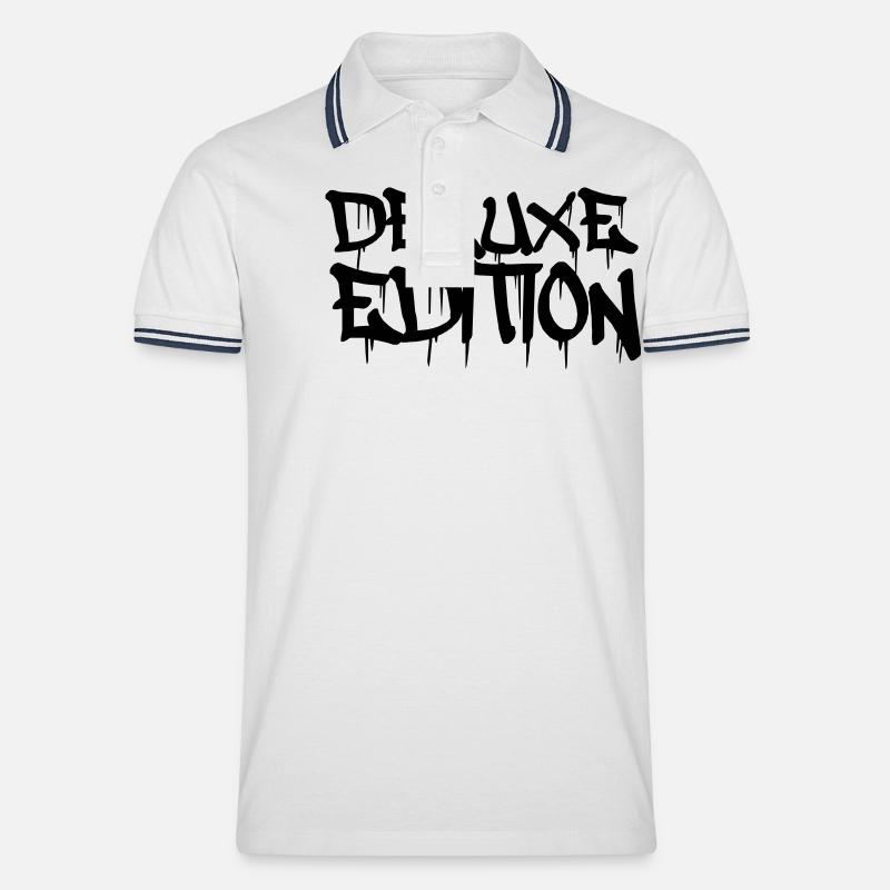 Deluxe Edition - Männer Tipped Poloshirt - Weiß/Navy