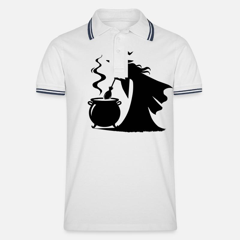 hexe kochtopf - Männer Tipped Poloshirt - Weiß/Navy