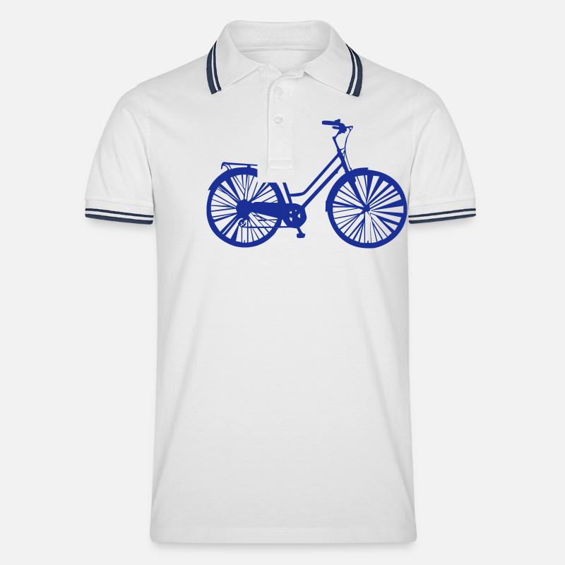 fahrrad - Männer Tipped Poloshirt - Weiß/Navy