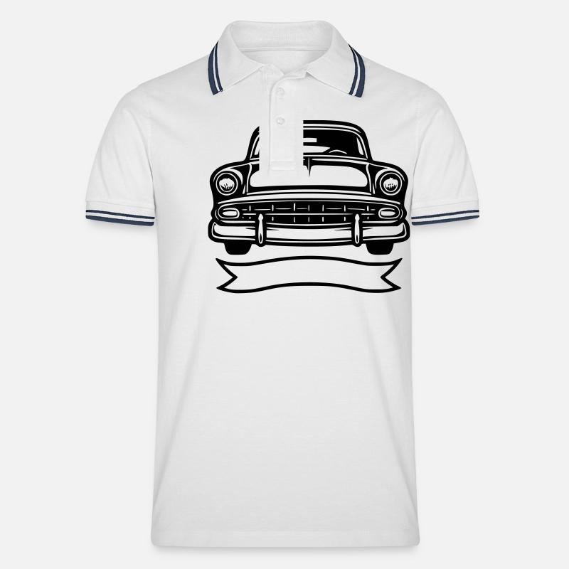 Oldtimer Automobil - Männer Tipped Poloshirt - Weiß/Navy