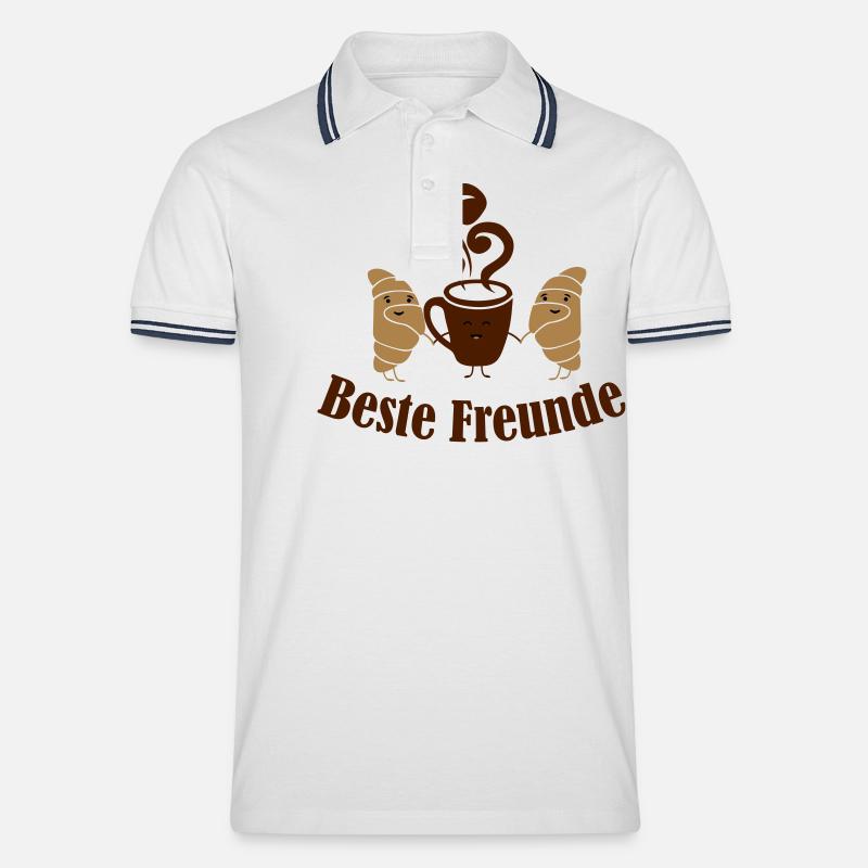 croissant kaffee - Männer Tipped Poloshirt - Weiß/Navy