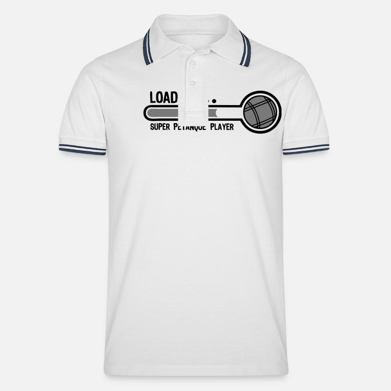 petanque boule loading super player1 - Polo tipped Homme - blanc/marine
