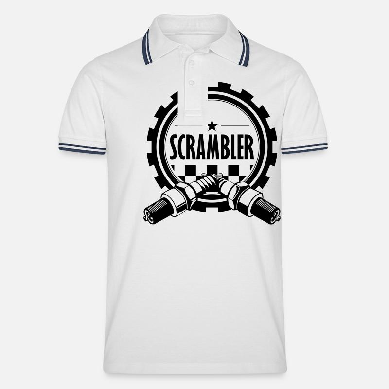 scrambler - Männer Tipped Poloshirt - Weiß/Navy