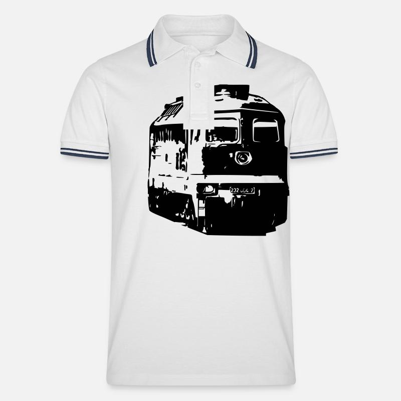 Diesellok - Männer Tipped Poloshirt - Weiß/Navy