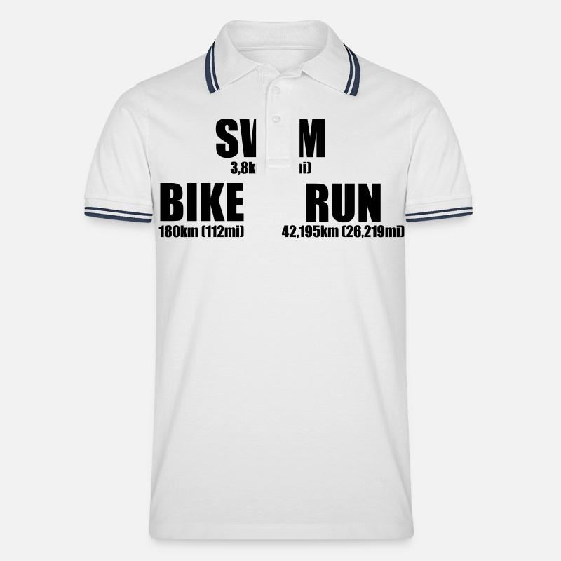 Triathlon Distance - Männer Tipped Poloshirt - Weiß/Navy