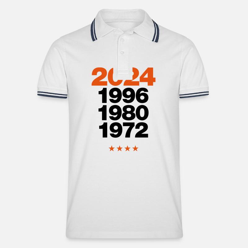 2024 - Männer Tipped Poloshirt - Weiß/Navy