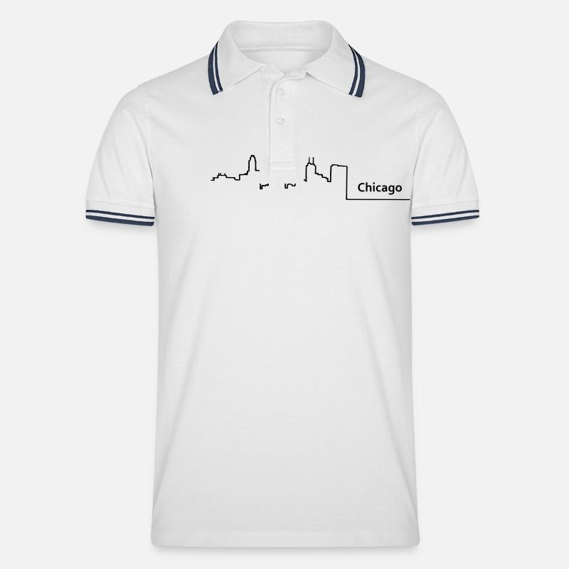 chicago skyline - Männer Tipped Poloshirt - Weiß/Navy