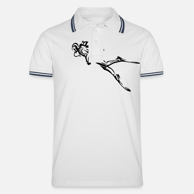 diving - Männer Tipped Poloshirt - Weiß/Navy