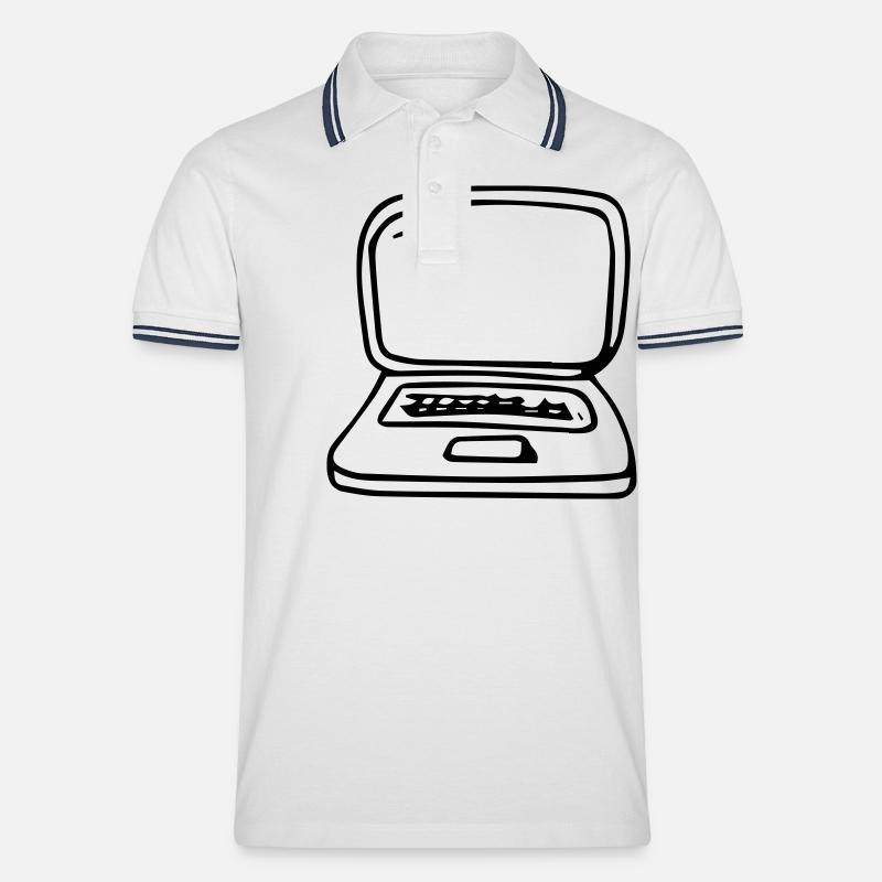 Laptop,Computer,Anzeige,Internet,digital,tragbar - Männer Tipped Poloshirt - Weiß/Navy