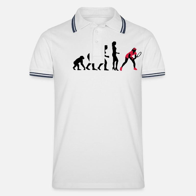 evolution_female_tennis_2c - Männer Tipped Poloshirt - Weiß/Navy