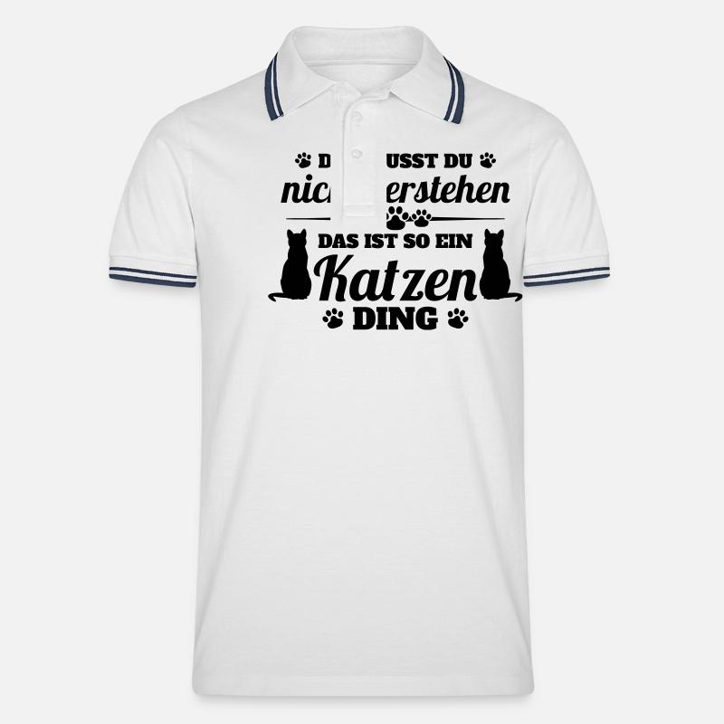 Katzen-Ding - Männer Tipped Poloshirt - Weiß/Navy