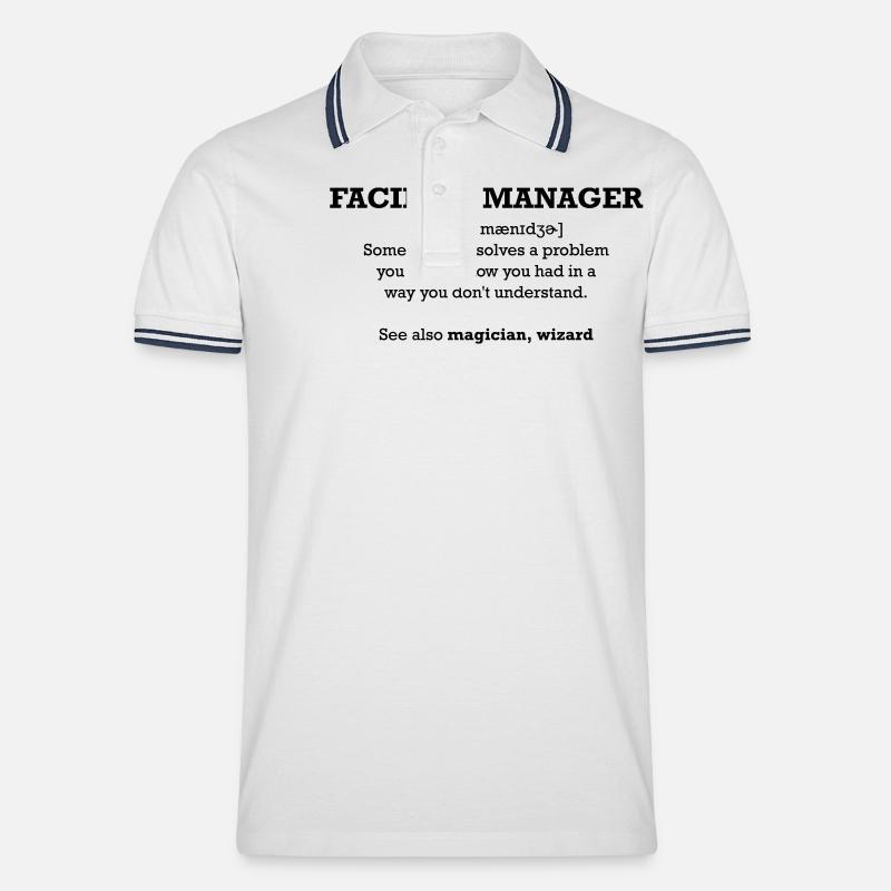 facility manager - wizard - Männer Tipped Poloshirt - Weiß/Navy
