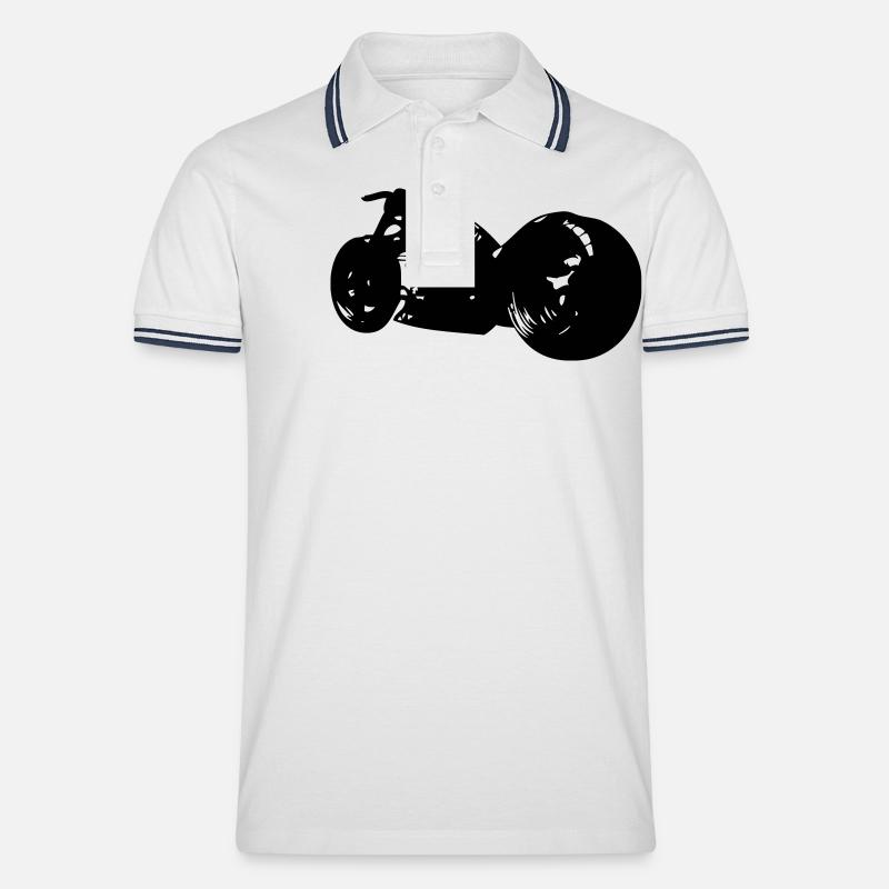 Motorrad großen roue1 - Männer Tipped Poloshirt - Weiß/Navy
