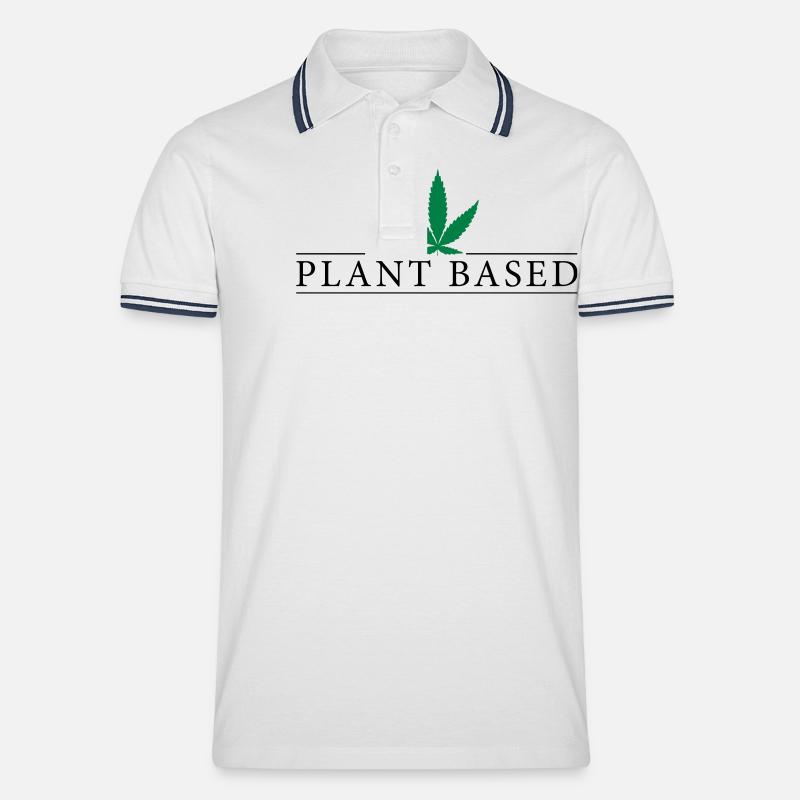 Plant Based - Männer Tipped Poloshirt - Weiß/Navy