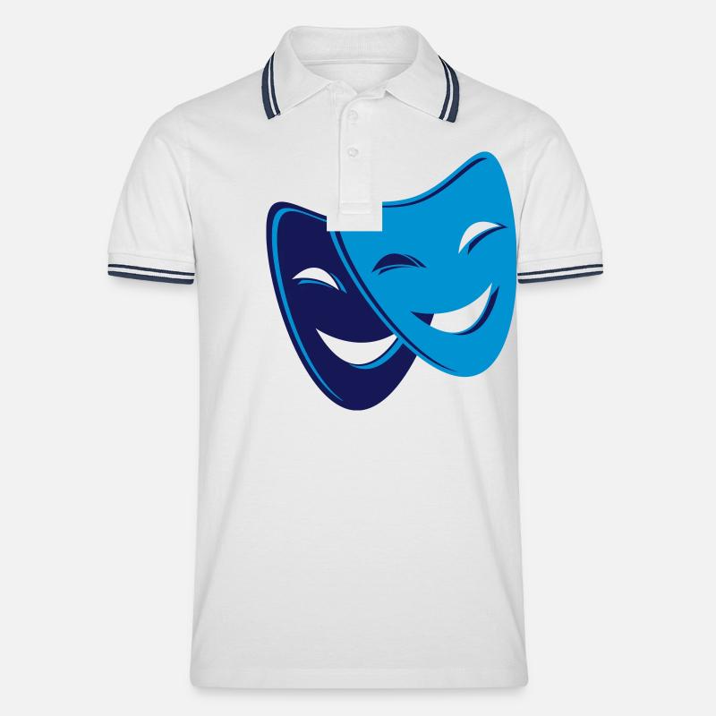 165_masken_2 - Männer Tipped Poloshirt - Weiß/Navy