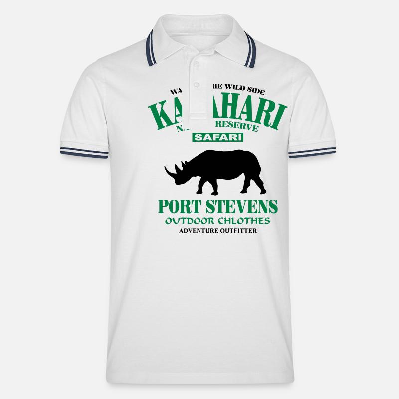 Kalahari Rhino - Männer Tipped Poloshirt - Weiß/Navy