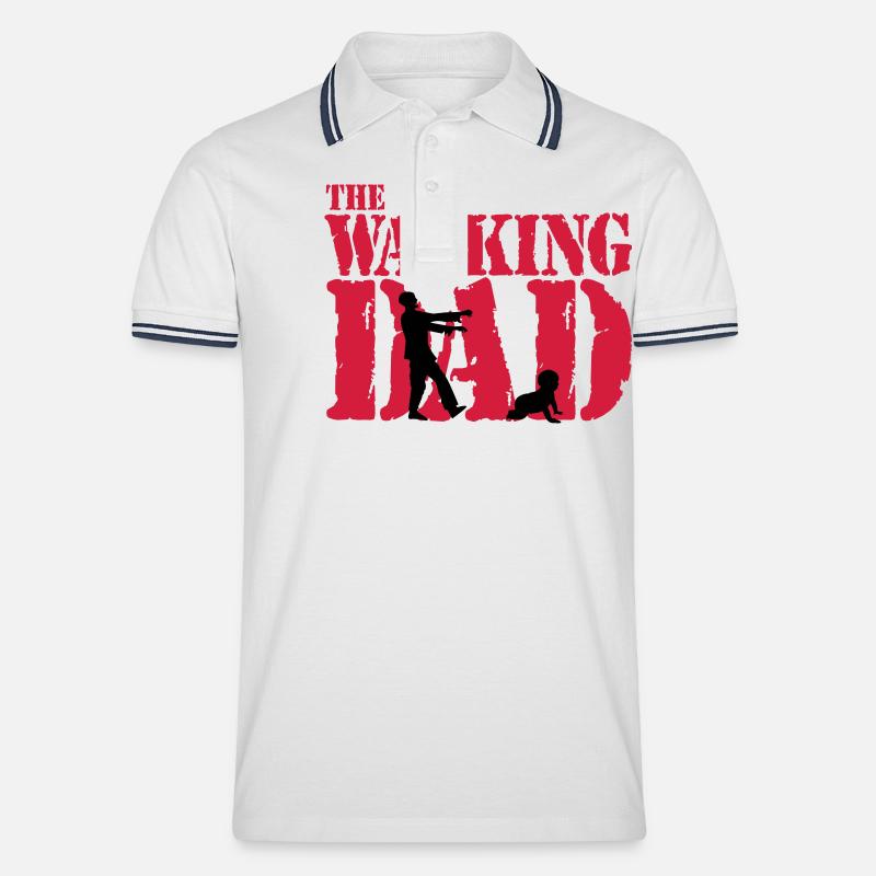 WALKING DAD - Männer Tipped Poloshirt - Weiß/Navy