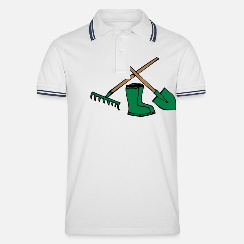 Garten schaufel harke gummistiefel - Männer Tipped Poloshirt - Weiß/Navy
