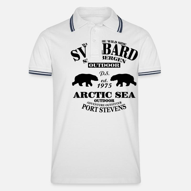 Spitsbergen - Svalbard - Spitzbergen - Polarbear - Männer Tipped Poloshirt - Weiß/Navy