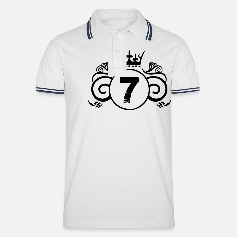 wappen 7 - Männer Tipped Poloshirt - Weiß/Navy