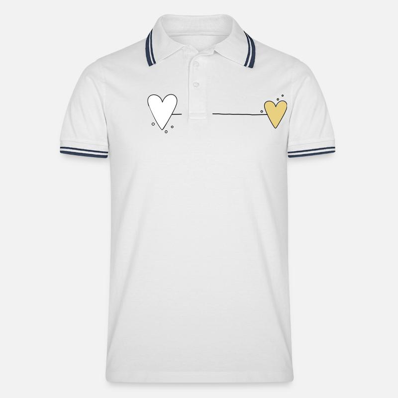 Herz Linie Horizontal - Männer Tipped Poloshirt - Weiß/Navy