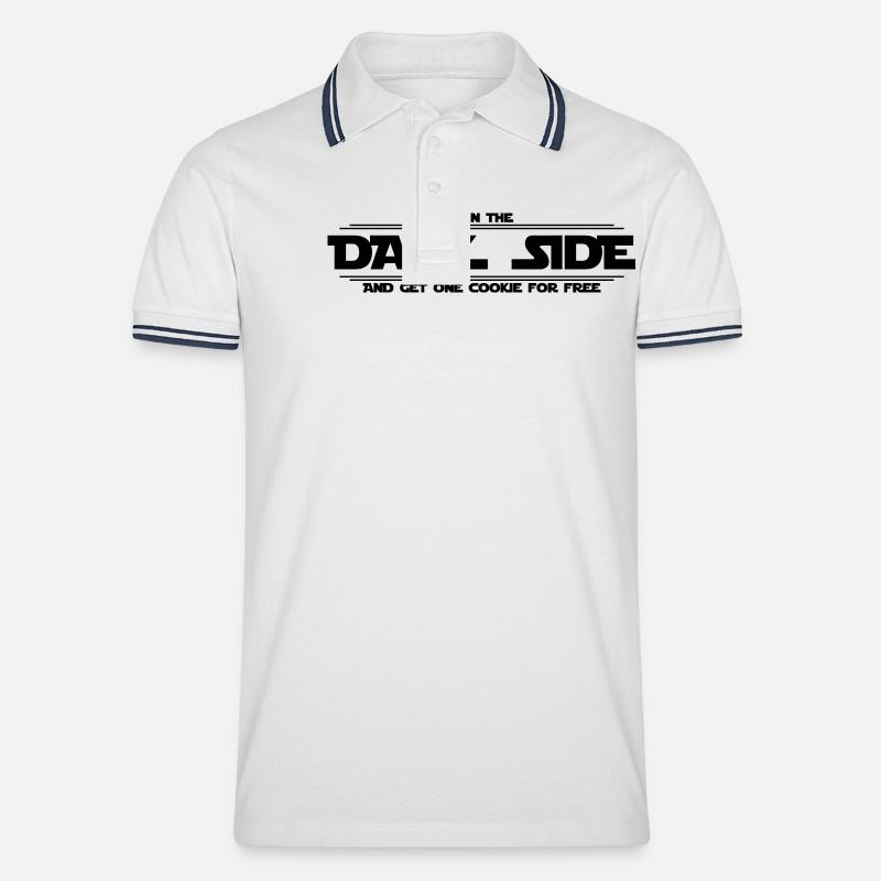 Dark Side - Männer Tipped Poloshirt - Weiß/Navy