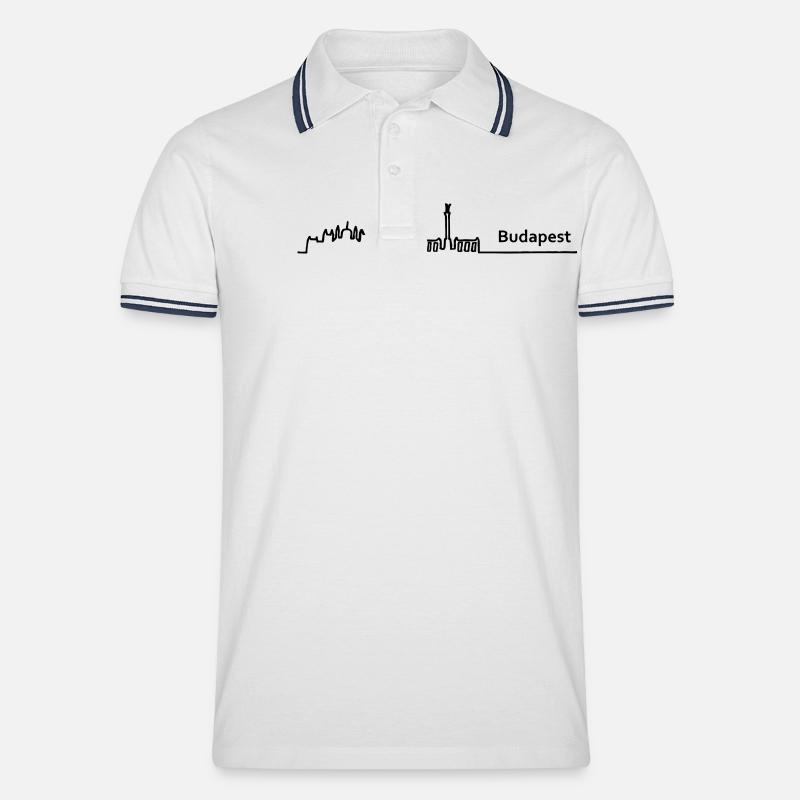 budapest skyline - Männer Tipped Poloshirt - Weiß/Navy