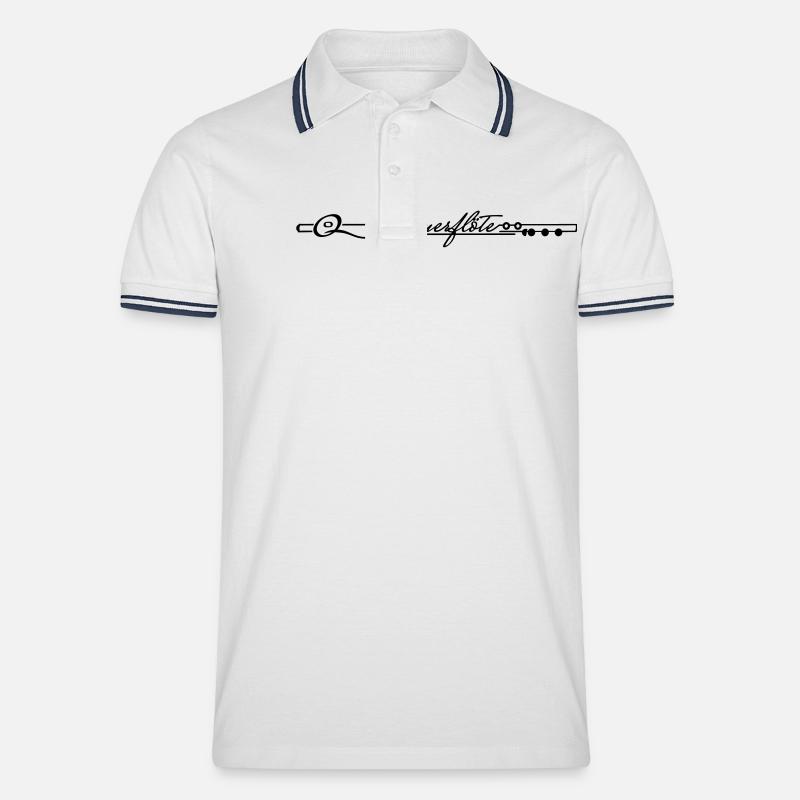 Querflöte - Männer Tipped Poloshirt - Weiß/Navy