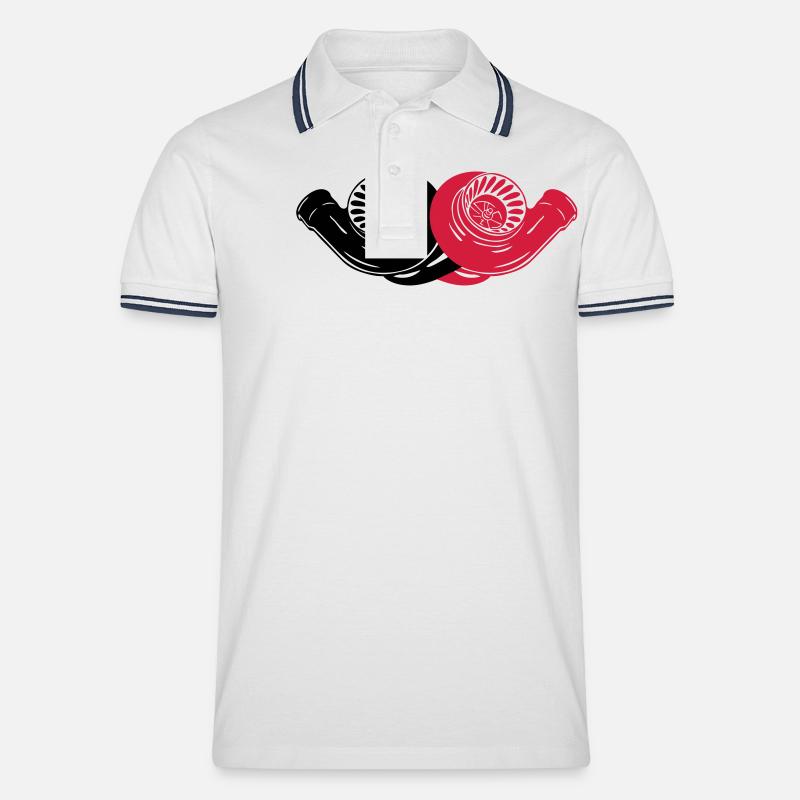 BiTURBO - Männer Tipped Poloshirt - Weiß/Navy