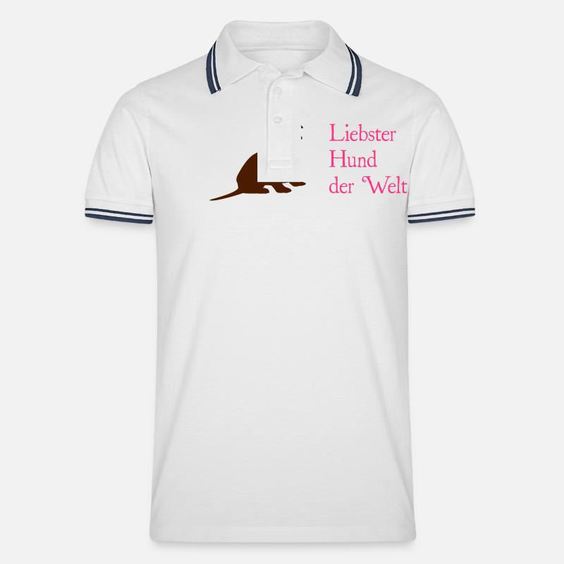 hund - Männer Tipped Poloshirt - Weiß/Navy