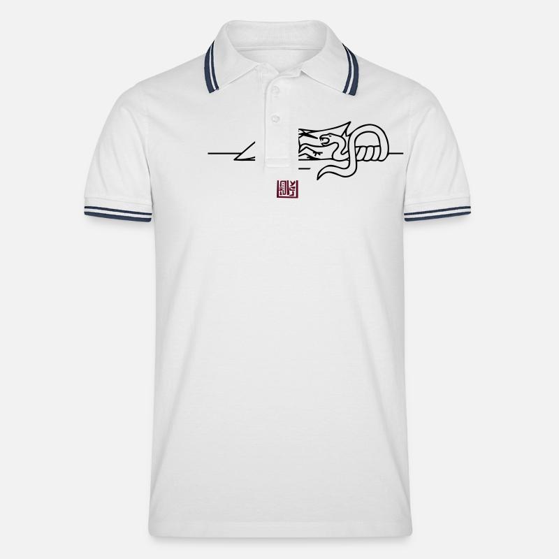 epic wingtsun crane snake battle - Männer Tipped Poloshirt - Weiß/Navy