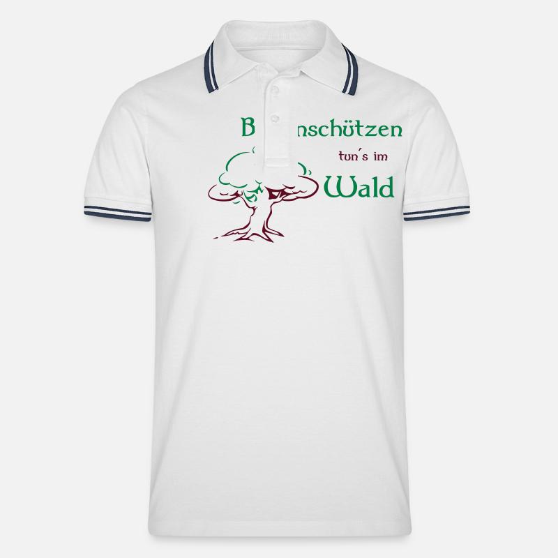 Bogenschützen tuns im Wald - Männer Tipped Poloshirt - Weiß/Navy