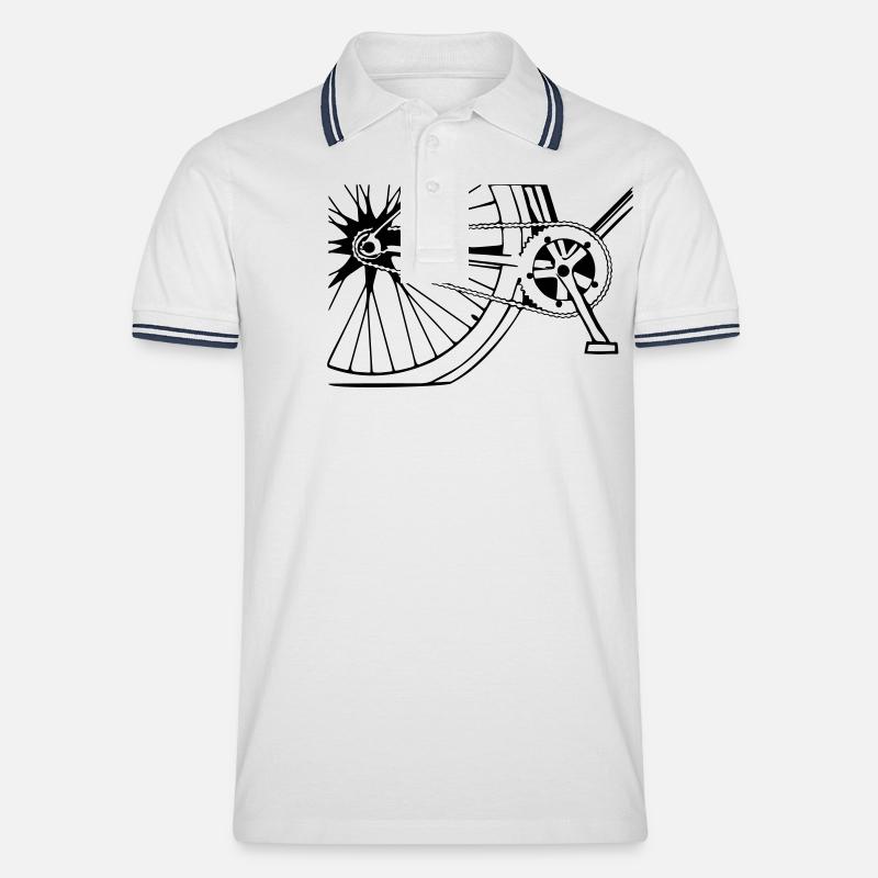 Fahrrad - Männer Tipped Poloshirt - Weiß/Navy