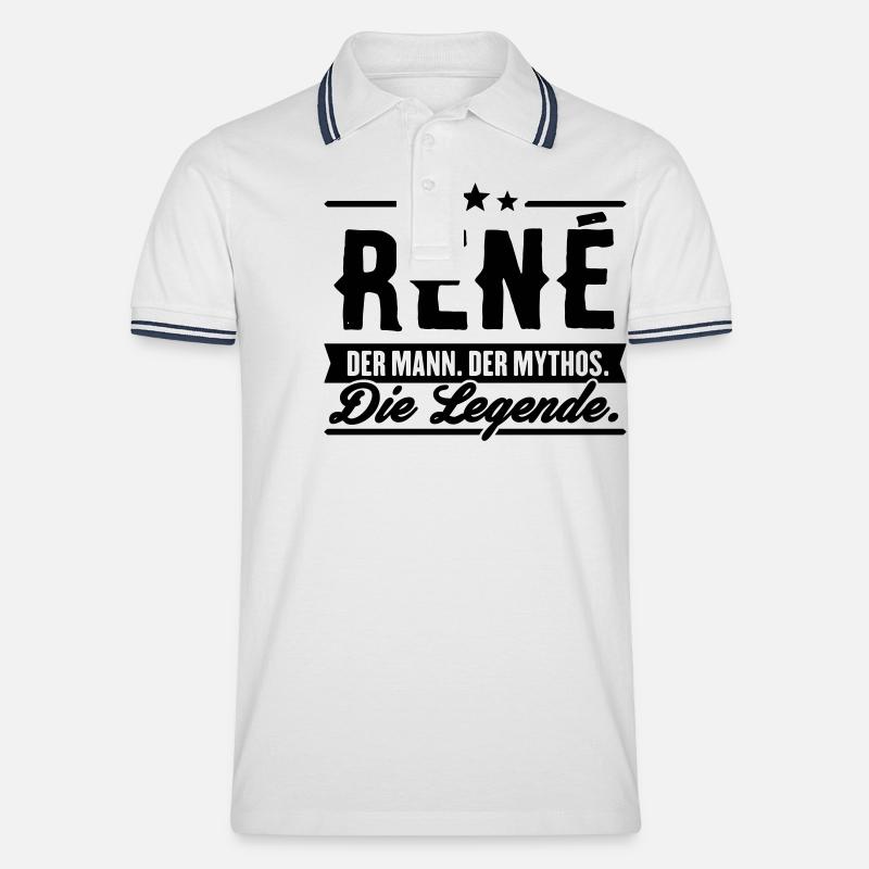Mann Mythos Legende René - Männer Tipped Poloshirt - Weiß/Navy