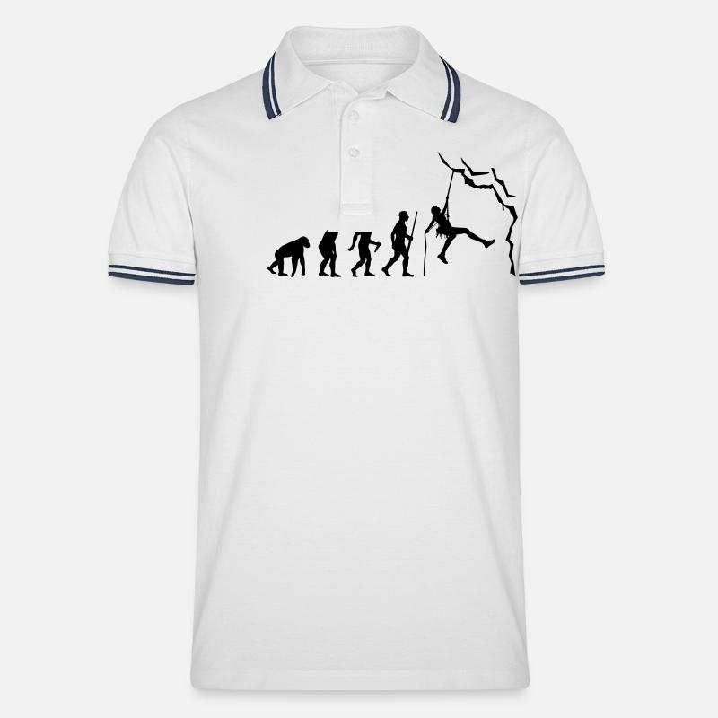 Climbing evolution - Männer Tipped Poloshirt - Weiß/Navy