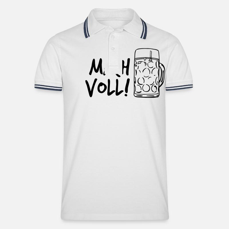 Mach voll! - Männer Tipped Poloshirt - Weiß/Navy