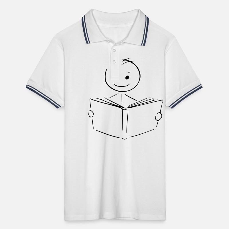 Vector bookworm books shirt Men's Tipped Polo Shirt