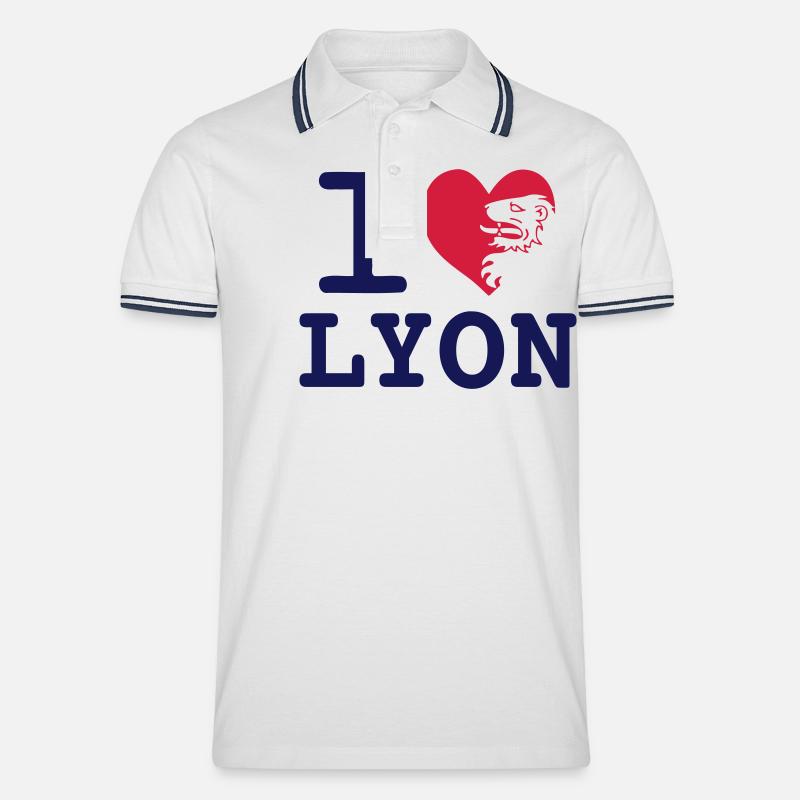 Ich liebe Lyon - Männer Tipped Poloshirt - Weiß/Navy