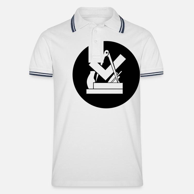 Tischlerwappen (groß) - Männer Tipped Poloshirt - Weiß/Navy