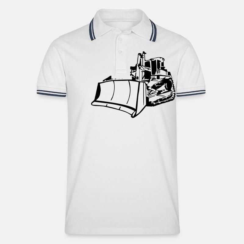 Planierraupe / Raupe / Bagger - Männer Tipped Poloshirt - Weiß/Navy