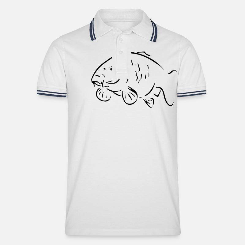 Karpfen - Männer Tipped Poloshirt - Weiß/Navy